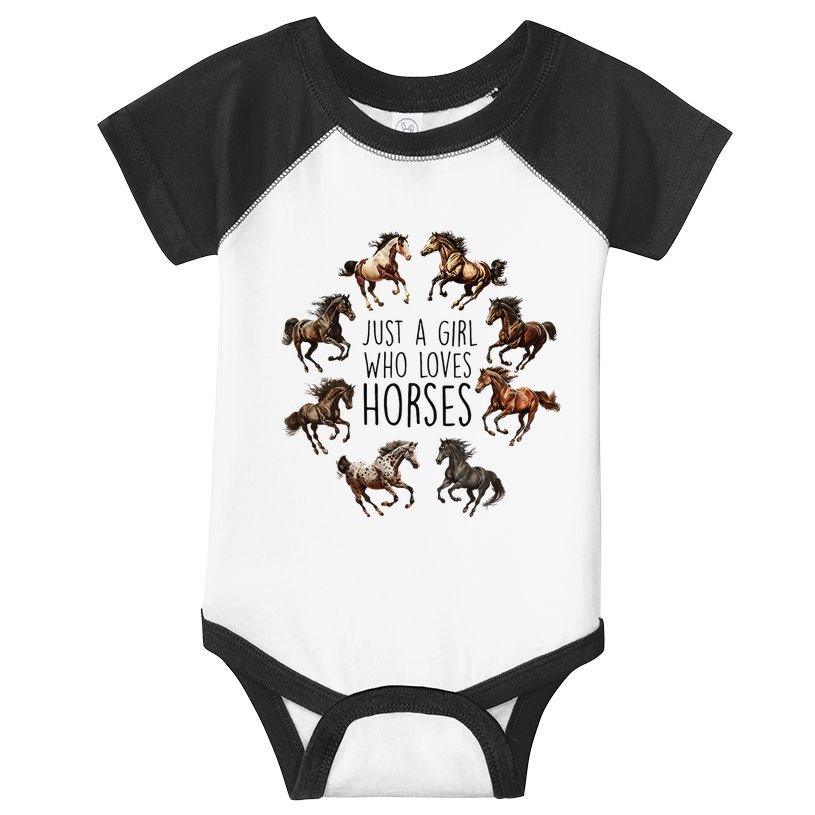 Just A Girl Who Loves Horses Horse Breeds Horseback Riding Infant Baby Jersey Bodysuit