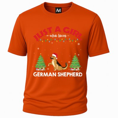 Just A Girl Who Loves Ger Shepherd Dog Ugly Xmas Sweater Gift Cooling Performance Crew T-Shirt