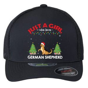 Just A Girl Who Loves Ger Shepherd Dog Ugly Xmas Sweater Gift Flexfit Unipanel Trucker Cap