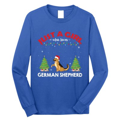 Just A Girl Who Loves Ger Shepherd Dog Ugly Xmas Sweater Gift Long Sleeve Shirt