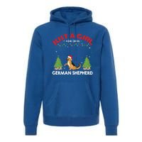 Just A Girl Who Loves Ger Shepherd Dog Ugly Xmas Sweater Gift Premium Hoodie