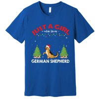 Just A Girl Who Loves Ger Shepherd Dog Ugly Xmas Sweater Gift Premium T-Shirt