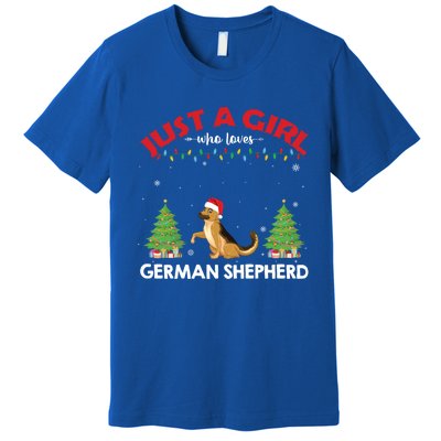 Just A Girl Who Loves Ger Shepherd Dog Ugly Xmas Sweater Gift Premium T-Shirt