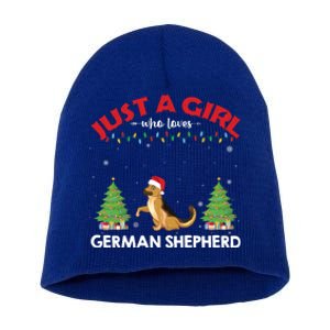 Just A Girl Who Loves Ger Shepherd Dog Ugly Xmas Sweater Gift Short Acrylic Beanie