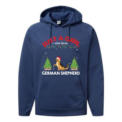 Just A Girl Who Loves Ger Shepherd Dog Ugly Xmas Sweater Gift Performance Fleece Hoodie