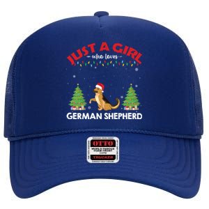 Just A Girl Who Loves Ger Shepherd Dog Ugly Xmas Sweater Gift High Crown Mesh Back Trucker Hat