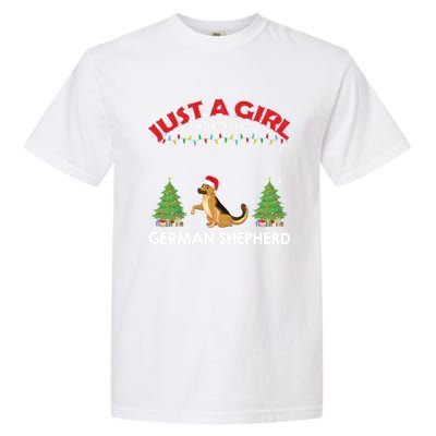 Just A Girl Who Loves Ger Shepherd Dog Ugly Xmas Sweater Gift Garment-Dyed Heavyweight T-Shirt