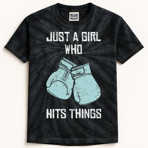 Just A Girl Who Hits Things Boxing Women Punching Outfit Kids Tie-Dye T-Shirt