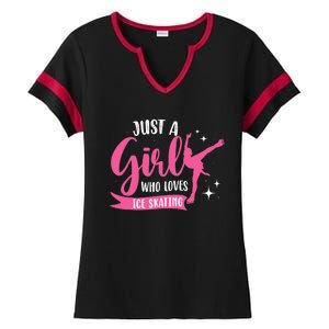 Just A Girl Who Loves Ice Skating Ladies Halftime Notch Neck Tee