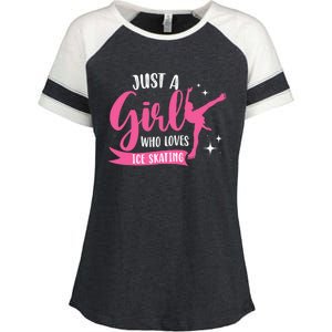 Just A Girl Who Loves Ice Skating Enza Ladies Jersey Colorblock Tee