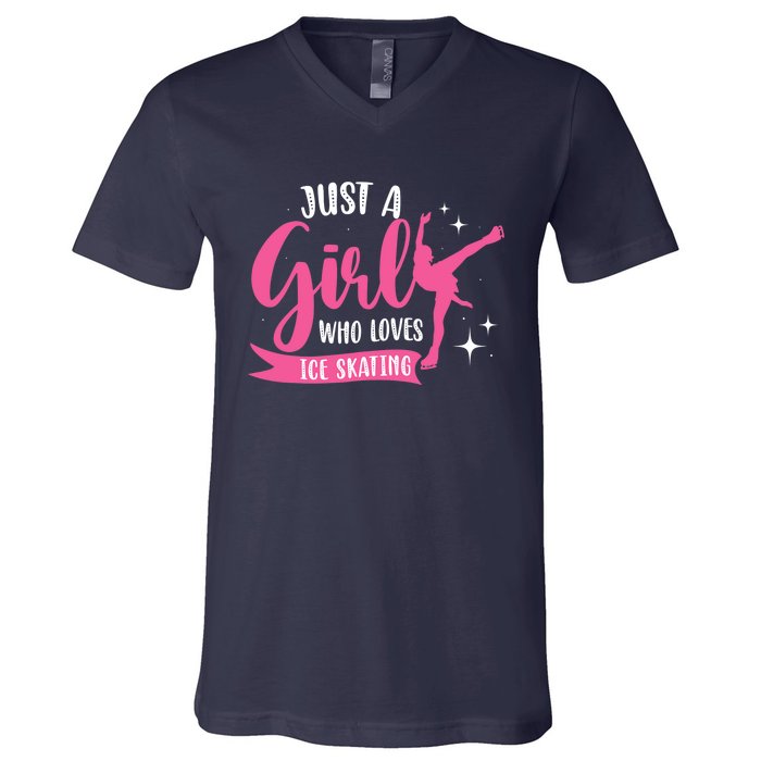 Just A Girl Who Loves Ice Skating V-Neck T-Shirt