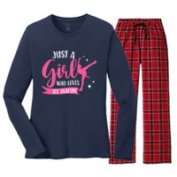 Just A Girl Who Loves Ice Skating Women's Long Sleeve Flannel Pajama Set 