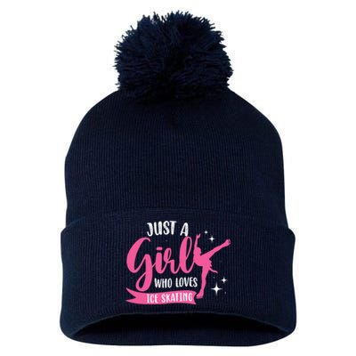 Just A Girl Who Loves Ice Skating Pom Pom 12in Knit Beanie