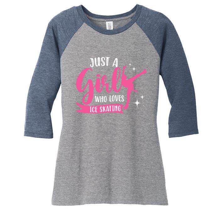 Just A Girl Who Loves Ice Skating Women's Tri-Blend 3/4-Sleeve Raglan Shirt