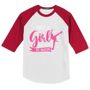 Just A Girl Who Loves Ice Skating Kids Colorblock Raglan Jersey