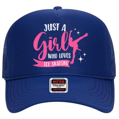 Just A Girl Who Loves Ice Skating High Crown Mesh Back Trucker Hat