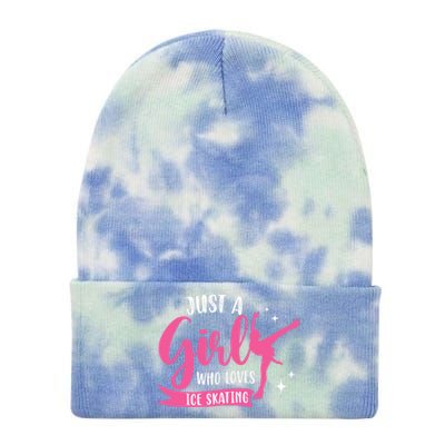 Just A Girl Who Loves Ice Skating Tie Dye 12in Knit Beanie