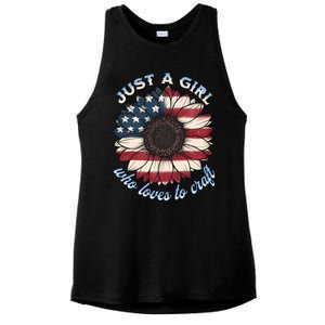 Just A Girl Who Love Craft America Flag Ladies PosiCharge Tri-Blend Wicking Tank