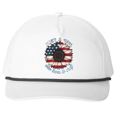 Just A Girl Who Love Craft America Flag Snapback Five-Panel Rope Hat