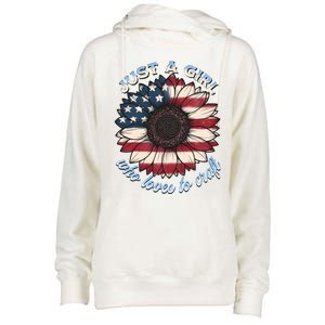 Just A Girl Who Love Craft America Flag Womens Funnel Neck Pullover Hood