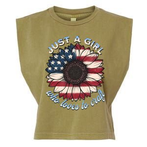 Just A Girl Who Love Craft America Flag Garment-Dyed Women's Muscle Tee