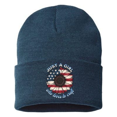 Just A Girl Who Love Craft America Flag Sustainable Knit Beanie