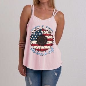 Just A Girl Who Love Craft America Flag Women's Strappy Tank