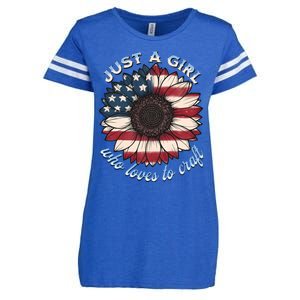 Just A Girl Who Love Craft America Flag Enza Ladies Jersey Football T-Shirt