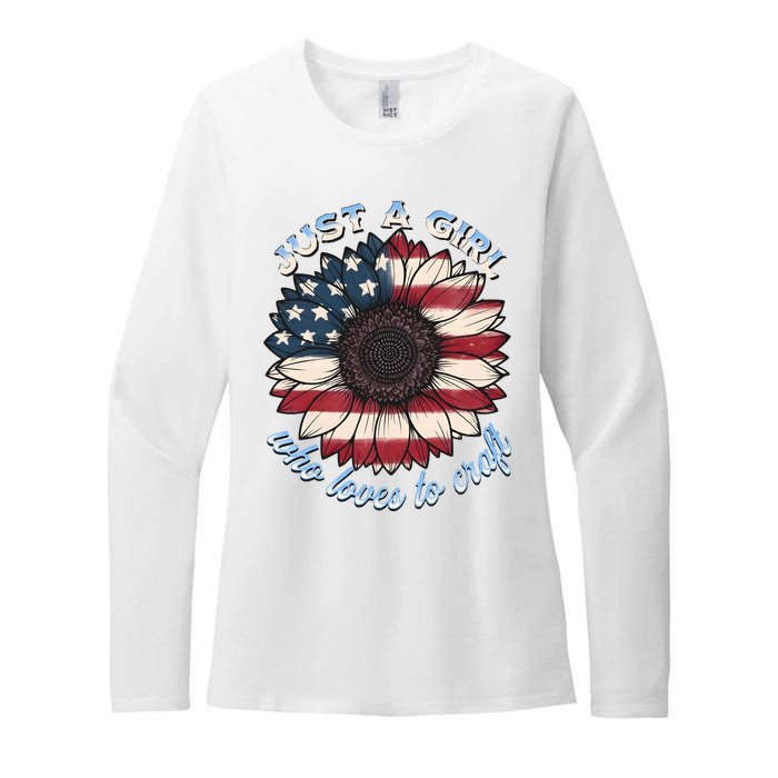 Just A Girl Who Love Craft America Flag Womens CVC Long Sleeve Shirt