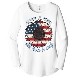 Just A Girl Who Love Craft America Flag Women's Perfect Tri Tunic Long Sleeve Shirt