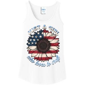 Just A Girl Who Love Craft America Flag Ladies Essential Tank