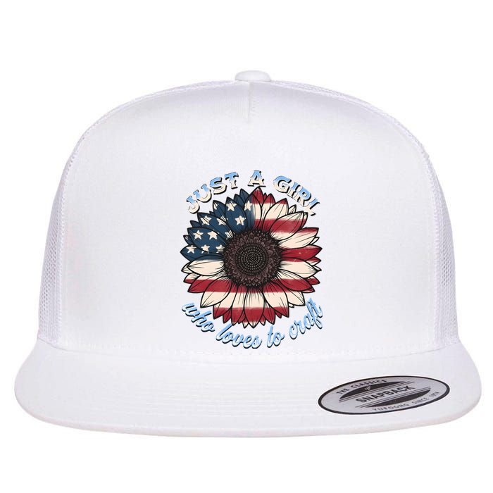 Just A Girl Who Love Craft America Flag Flat Bill Trucker Hat