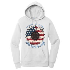 Just A Girl Who Love Craft America Flag Women's Pullover Hoodie