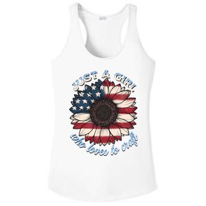 Just A Girl Who Love Craft America Flag Ladies PosiCharge Competitor Racerback Tank