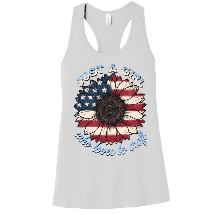 Just A Girl Who Love Craft America Flag Women's Racerback Tank