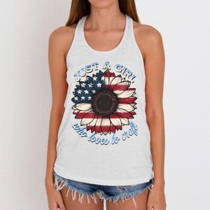 Just A Girl Who Love Craft America Flag Women's Knotted Racerback Tank