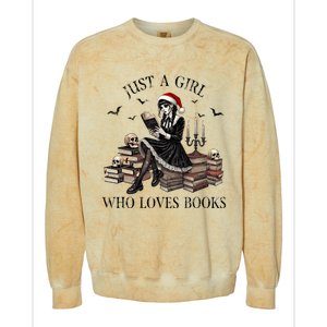 Just A Girl Who Loves Books Halloween Skeleton Christmas Colorblast Crewneck Sweatshirt