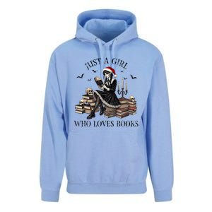 Just A Girl Who Loves Books Halloween Skeleton Christmas Unisex Surf Hoodie