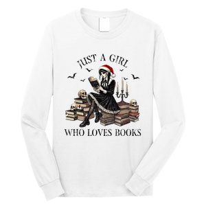 Just A Girl Who Loves Books Halloween Skeleton Christmas Long Sleeve Shirt