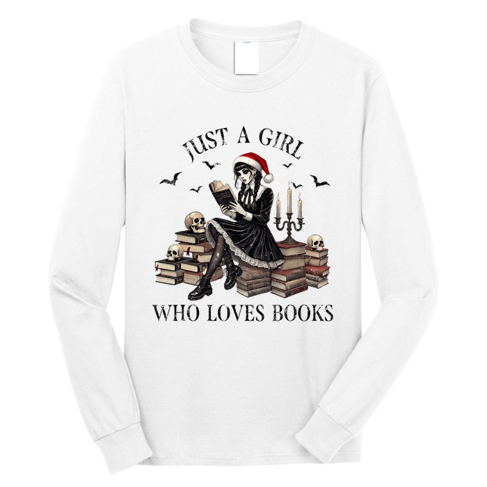 Just A Girl Who Loves Books Halloween Skeleton Christmas Long Sleeve Shirt