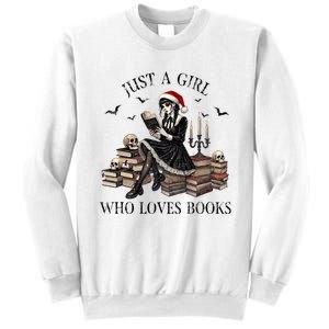 Just A Girl Who Loves Books Halloween Skeleton Christmas Sweatshirt