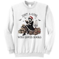 Just A Girl Who Loves Books Halloween Skeleton Christmas Sweatshirt