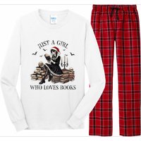 Just A Girl Who Loves Books Halloween Skeleton Christmas Long Sleeve Pajama Set