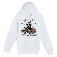 Just A Girl Who Loves Books Halloween Skeleton Christmas Premium Pullover Hoodie