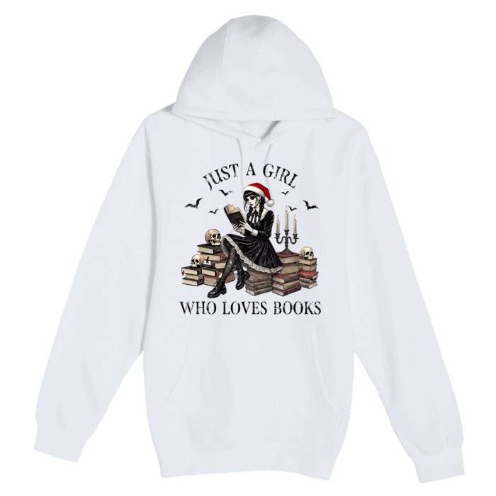 Just A Girl Who Loves Books Halloween Skeleton Christmas Premium Pullover Hoodie