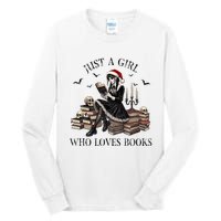 Just A Girl Who Loves Books Halloween Skeleton Christmas Tall Long Sleeve T-Shirt