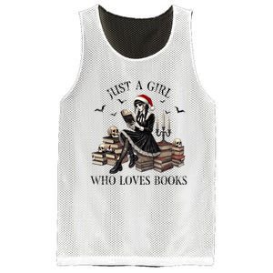 Just A Girl Who Loves Books Halloween Skeleton Christmas Mesh Reversible Basketball Jersey Tank