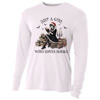 Just A Girl Who Loves Books Halloween Skeleton Christmas Cooling Performance Long Sleeve Crew