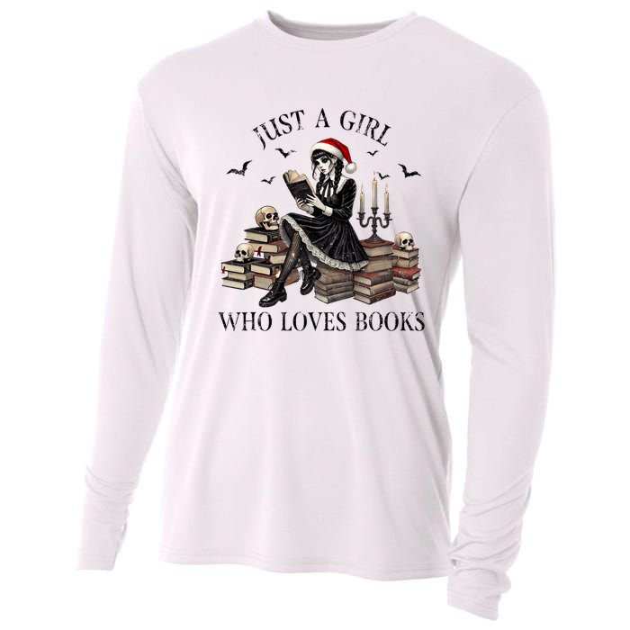 Just A Girl Who Loves Books Halloween Skeleton Christmas Cooling Performance Long Sleeve Crew