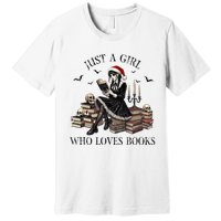 Just A Girl Who Loves Books Halloween Skeleton Christmas Premium T-Shirt